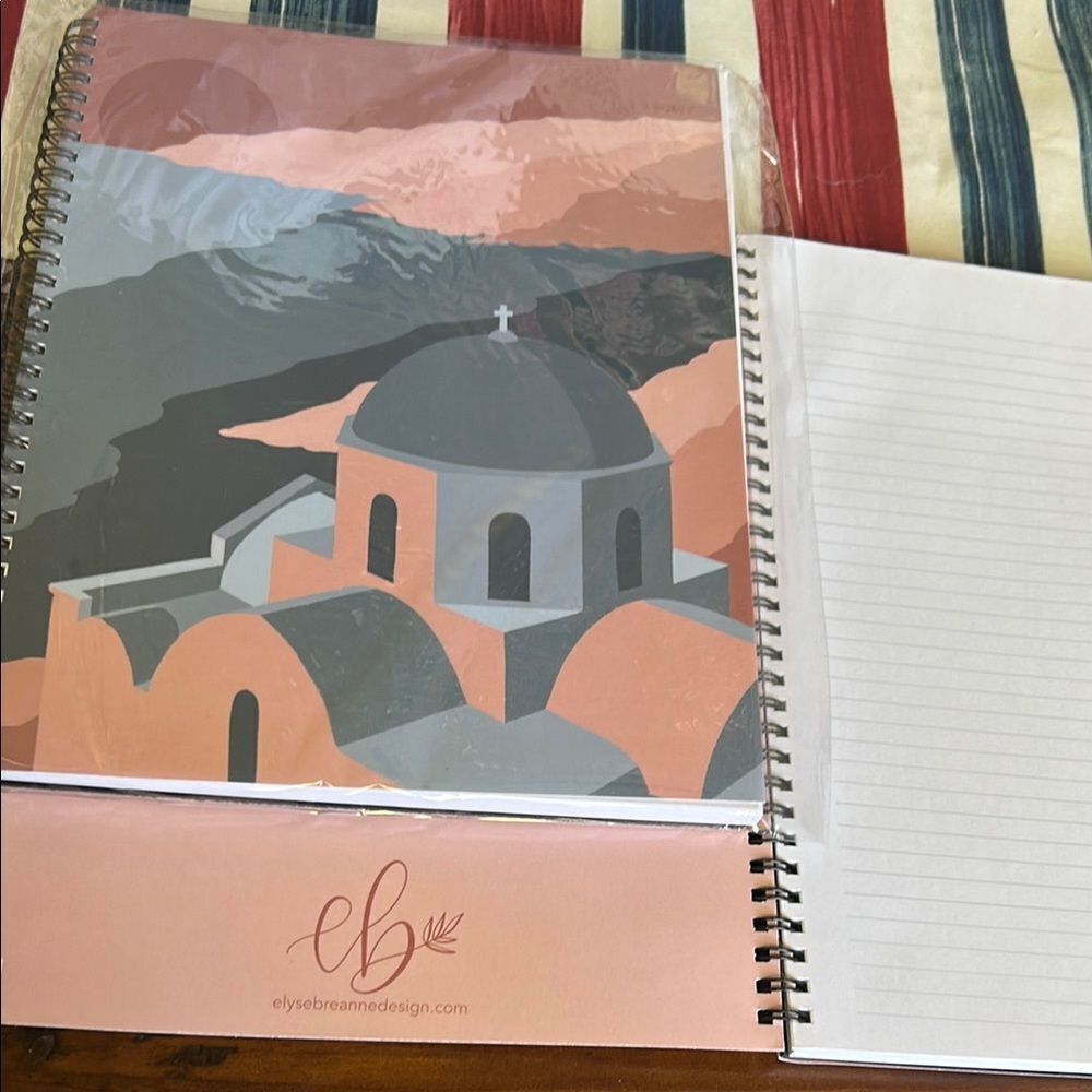 Elyse Breanne Santorini Gray and Pink Spiral Notebook new